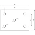 podstawa stalowa słupka surowa formatka (140x100x6 mm, Ø 12,5 mm) - obrazek 2