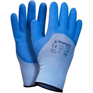Niebieskie rękawice z dzianiny poliestrowej, powlekane niebieskim marszczonym lateksem Gripex rozmiar 9